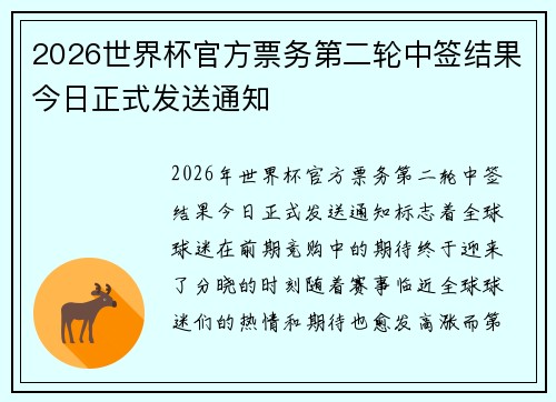 2026世界杯官方票务第二轮中签结果今日正式发送通知